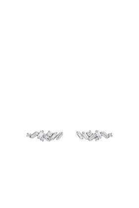 Fireworks Diamond Bar Cluster Stud Earrings